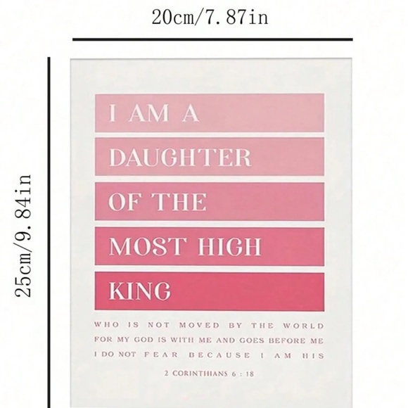 Wood Hung Bible Verse Artwork, Daughter of the King, 8”x10” - Picture 3 of 3